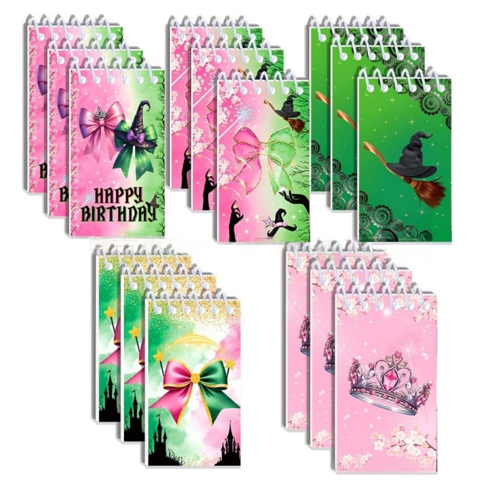 ISABELLA MOON 10 Pack Pocket Notebook Small Spiral 10 * 6CM Mini Notepad Princess Kids Colorful Memo Bulk Wired Lined for School Office Supplies Birthday Party Bag Fillers (10, Witch)