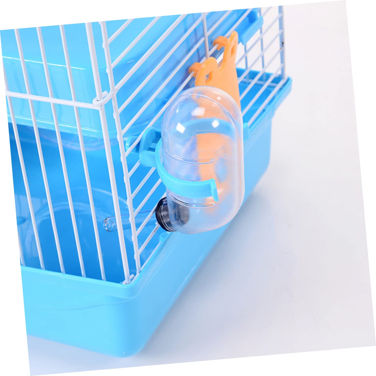 Gabbia per Criceti a Tre Livelli, Villa Lussuosa Blu 23×17×45 Cm | Pp e Ferro, Design a Scorrimento Multistrato, Ruota Inclusa, Beverino a Tenuta per Piccoli Animali