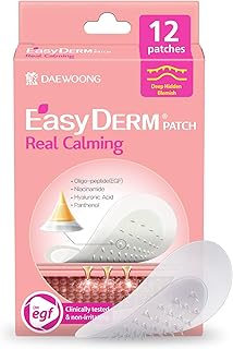 Easyderm Real Calming Patch Microdart Pimple Patches, Clear Nano Micropoint | Niacinamide, Hyaluronic Acid, EGF Acne Dark Spot Care, K-beauty | 12 Counts