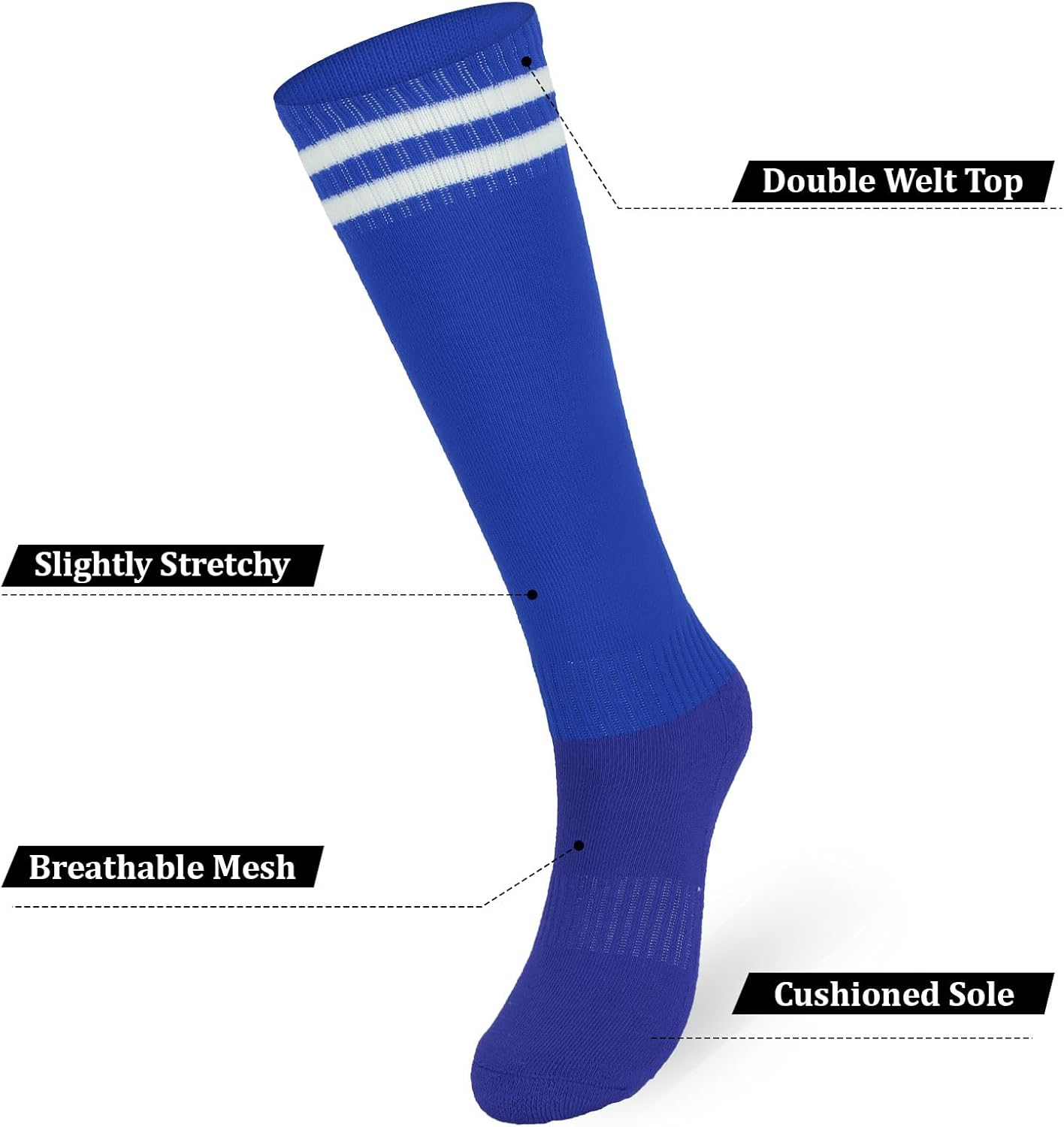 3 Pairs Baseball Socks Softball Knee-High Athletic Socks Casual Stripes Tube Socks for Youth Men and Women - Image 4