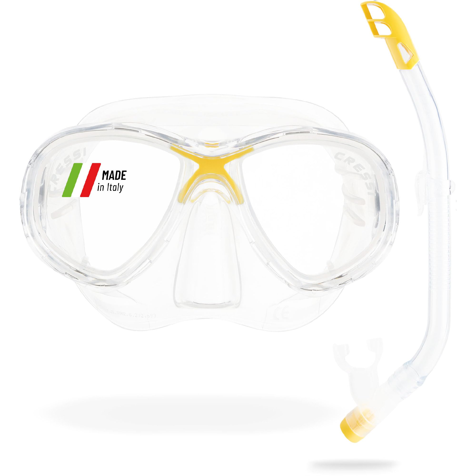 Cressi Kids Marea Vip Jr Italian Made Snorkel Set - Transparent/Yellow