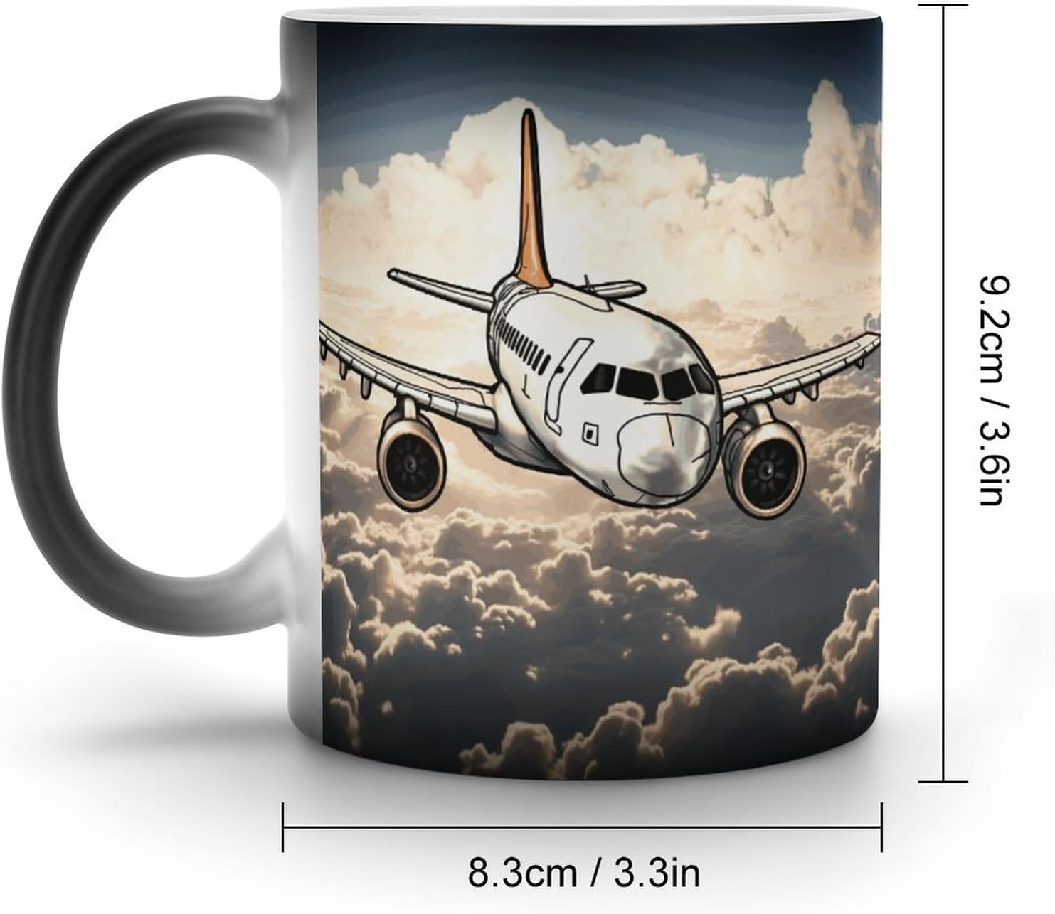 Color Changing Mug Airplane Flying Printed Ceramic Coffee Mug Heat Changing Sensitive Mug Magic Heat Changing Coffee Mug Novelty Coffee Mugs