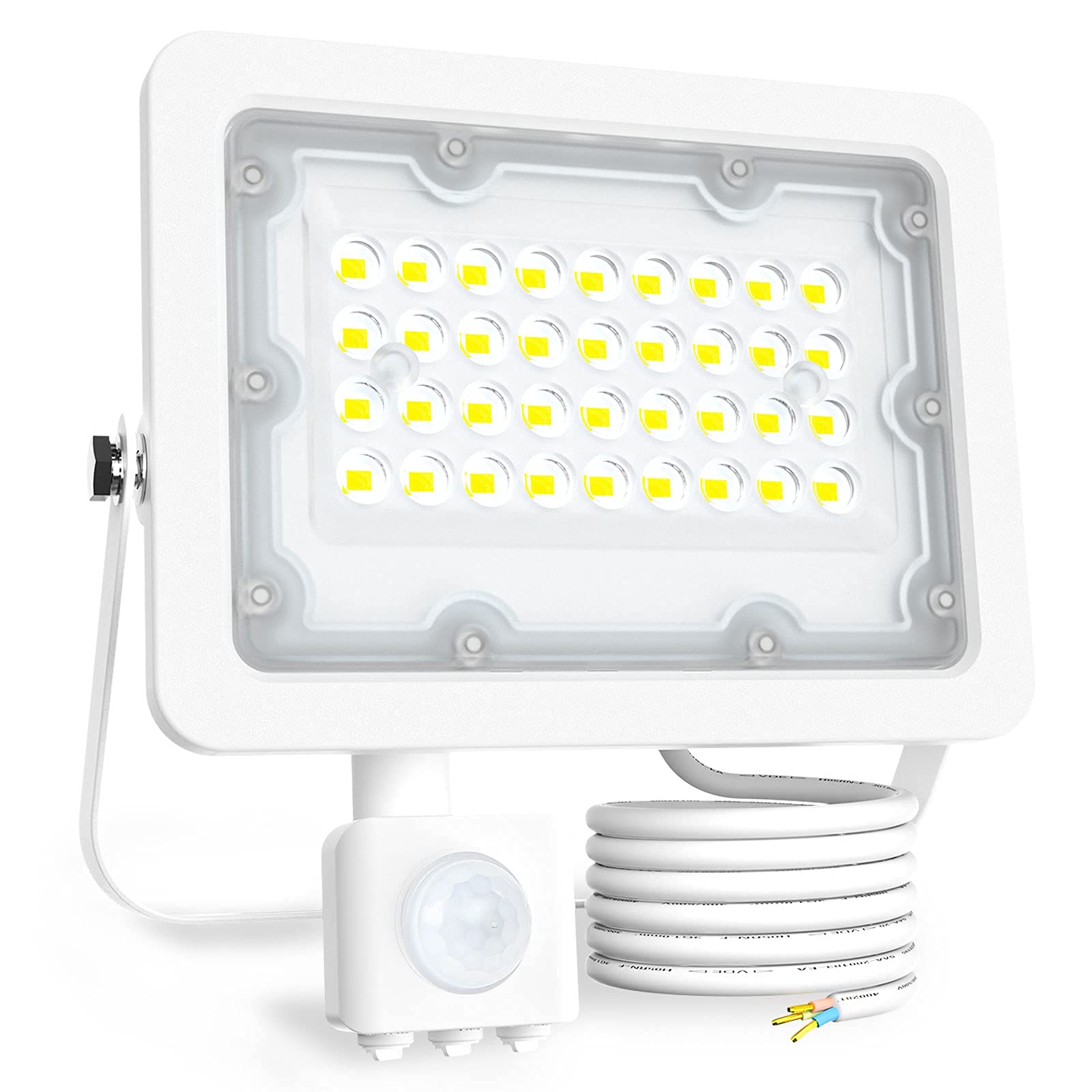 KCD Security Light Outdoor Motion Sensor,30W 3000 Lumen Super Bright PIR LED Floodlight,IP65 Waterproof Flood Light for Garden,Backyard, Garage,Doorways