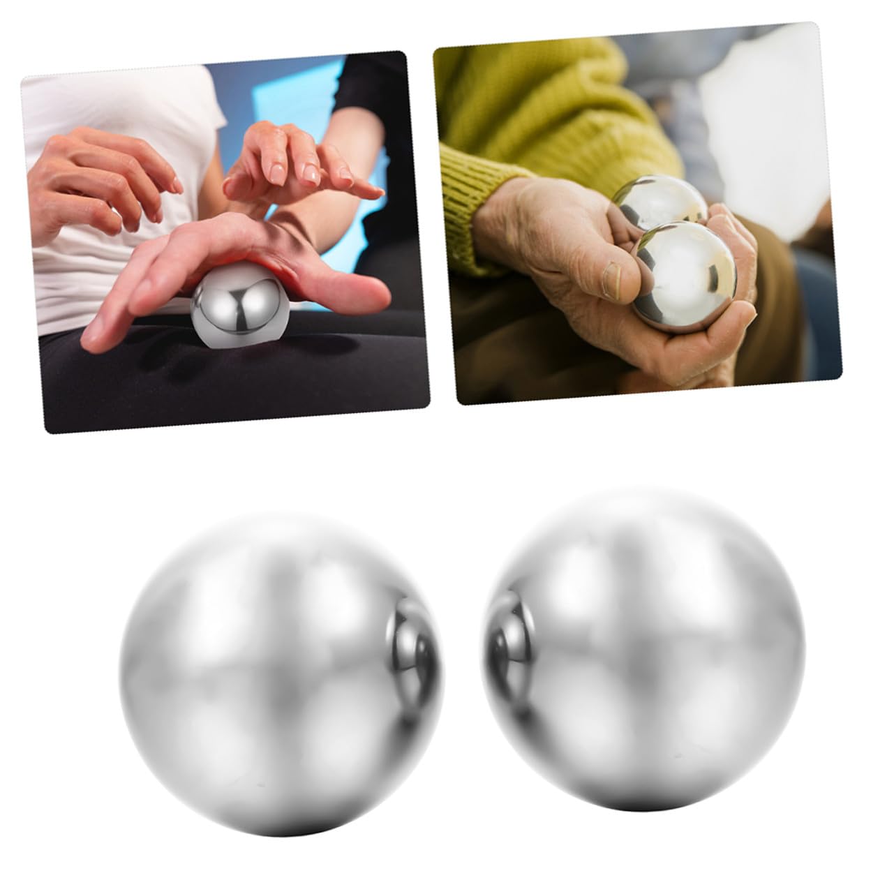 2 Paar Edelstahl Massagekugeln für Hand und Muskel mit Glatter Massagefunktion und Tragbarem Kompaktem Design für Entspannung Unterwegs