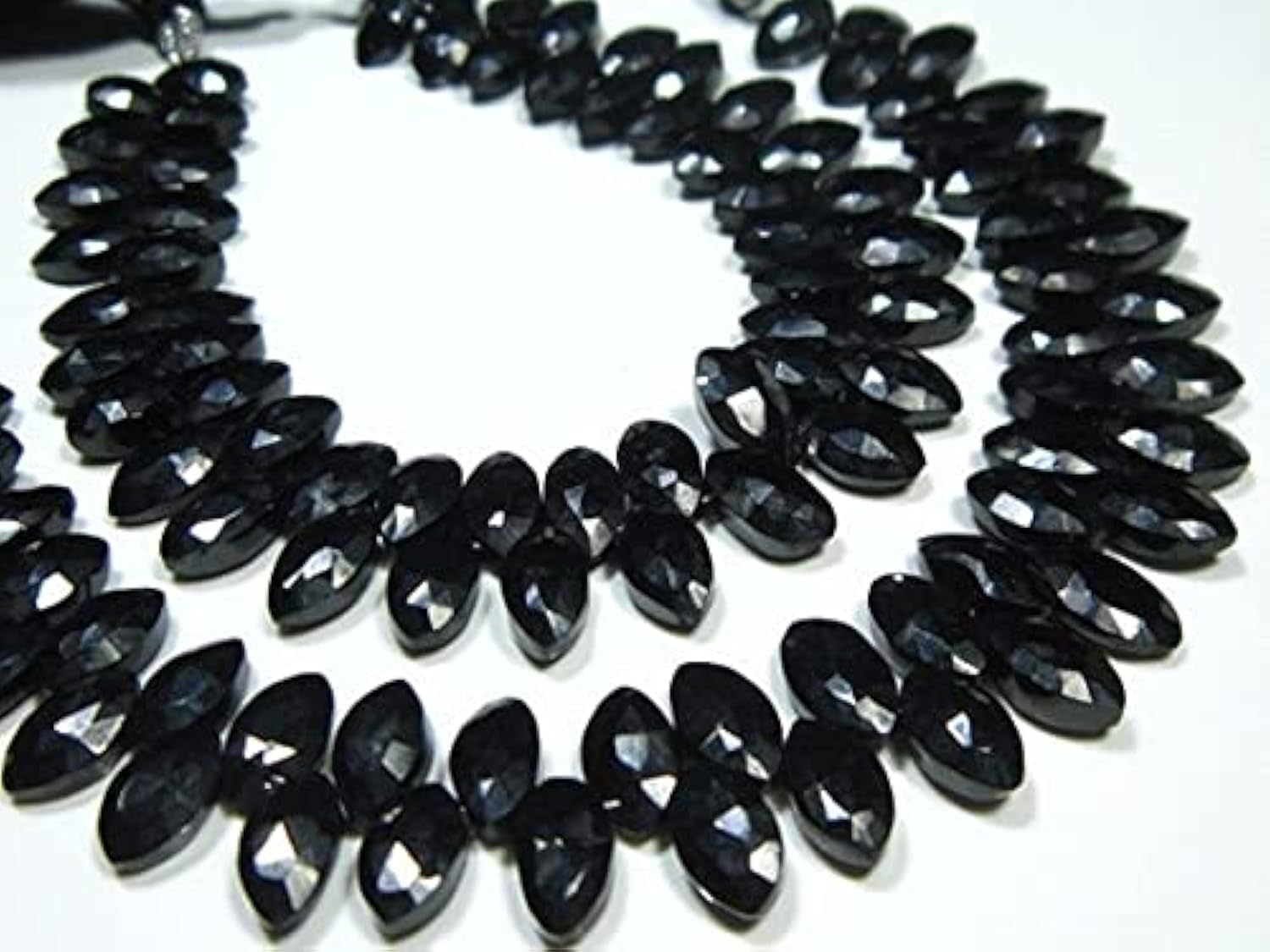 Spinelle noire facettée 7 pouces fil perles pierres naturelles marquises