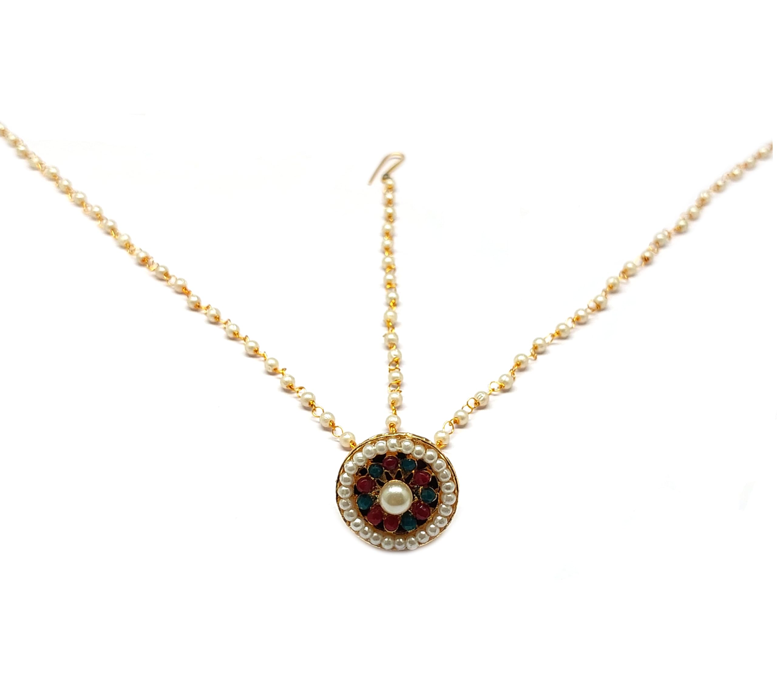 Radhesh Creation and Jewellery Gold Plated Pearl Borla Matha Patti For Women And Girls (Multi)-image-37