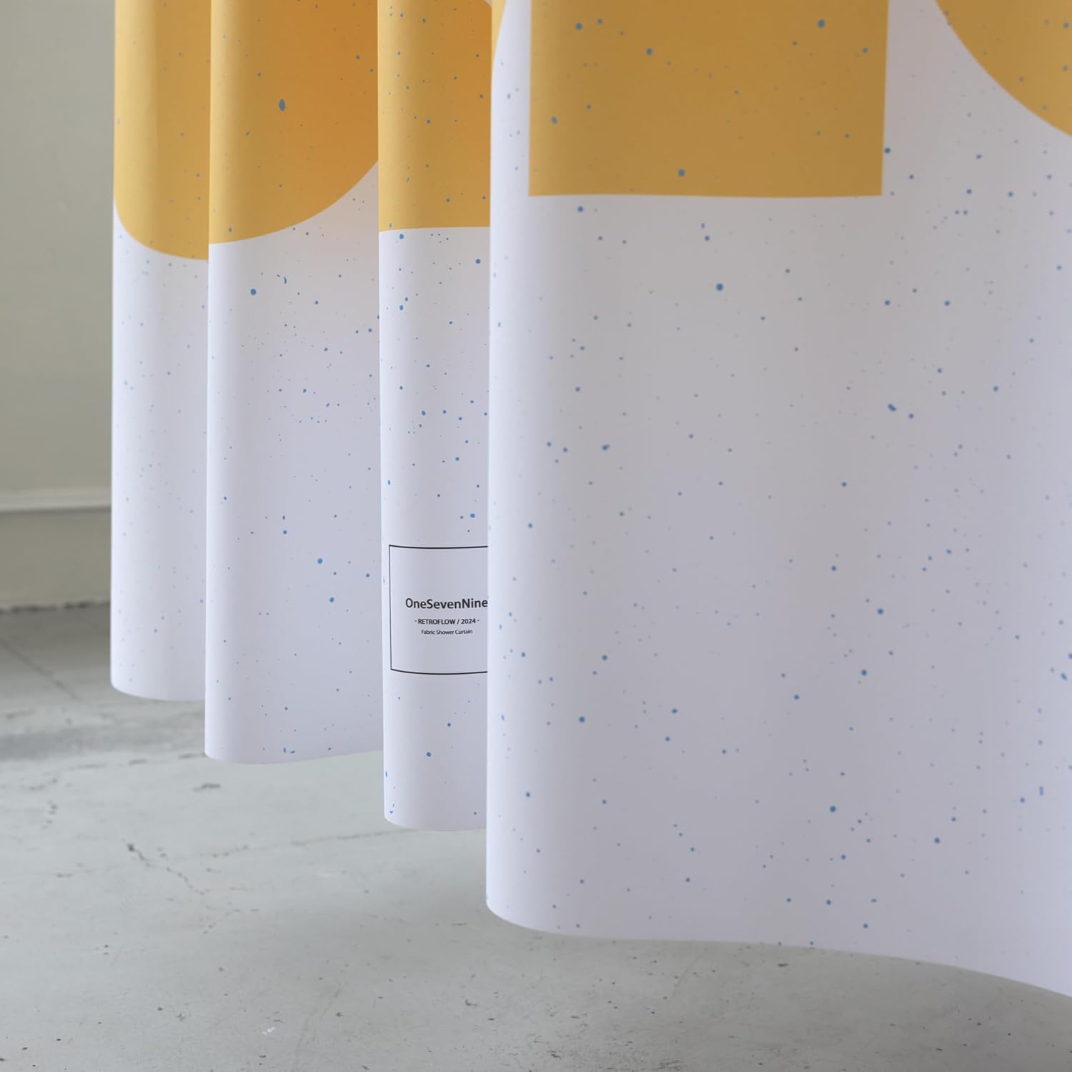 Quick-Dry Lightweight Shower Curtain – Made in Korea, Designed for Daily Showers | Retroflow-Yellow | 71” W x 74” L
