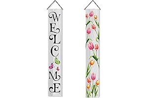 AVOIN Spring Welcome Tulip Wood Porch Sign
