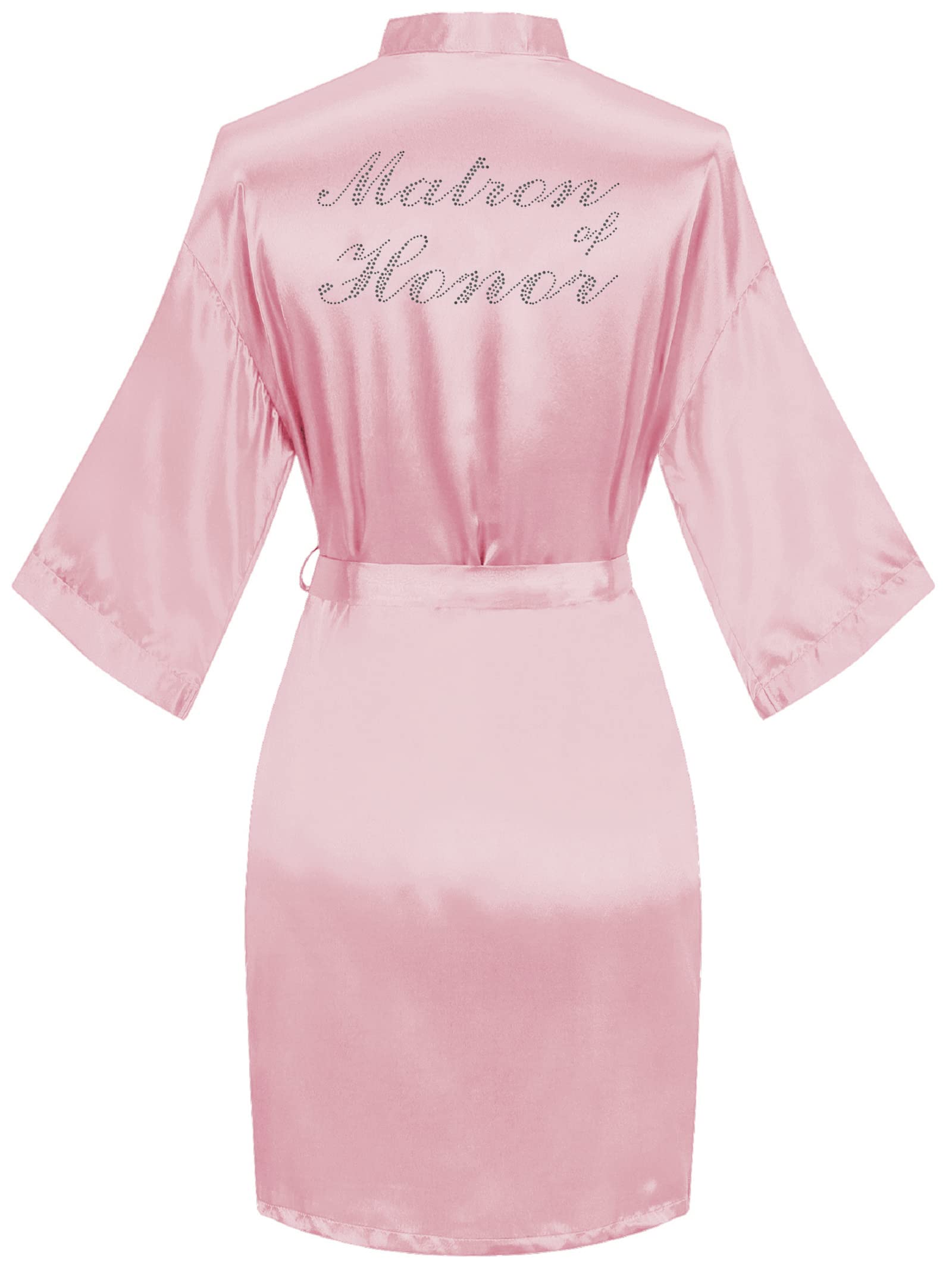 goodmansam Women's Silky Robes One Size Silver Rhinestones Bride Bridesmaid Sleepwear for Wedding Party Getting Ready