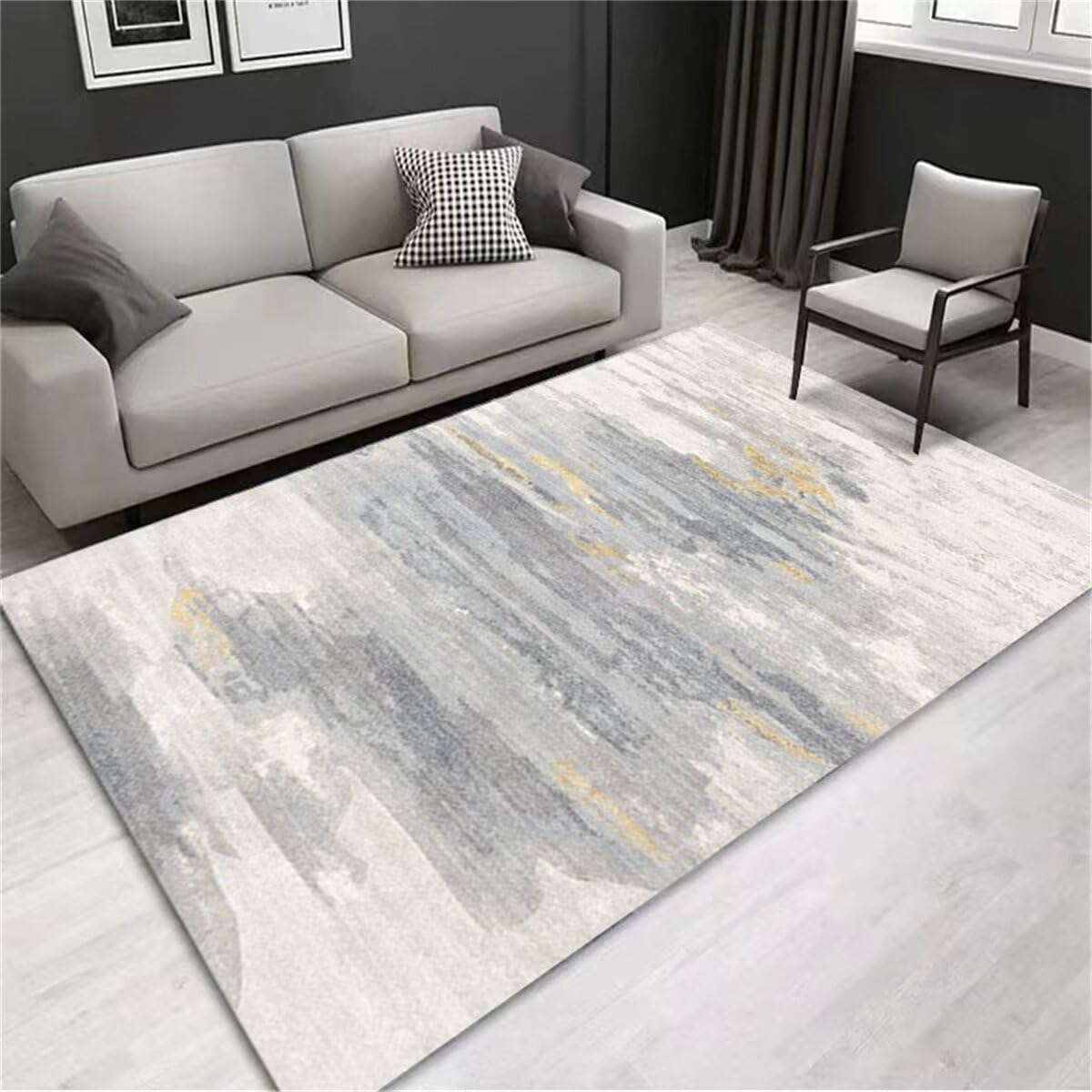 Tapis de couloir de salon minimaliste gris et durable pour intérieur chic