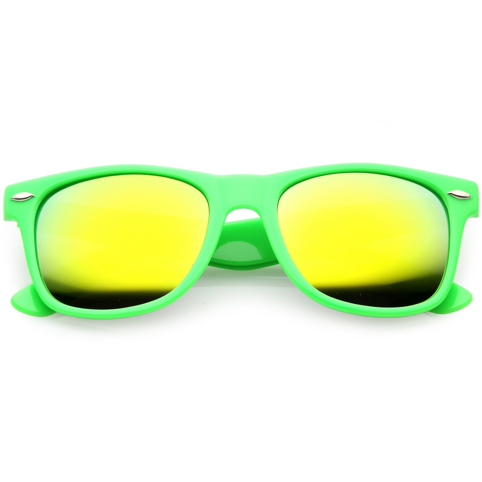 zeroUV - Modern Wide Arms Colored Mirror Square Lens Horn Rimmed Sunglasses 52mm