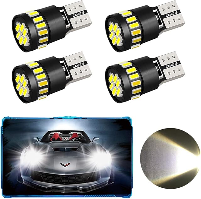 4 Pack T10 W5W 21 x 4014 Car LED Bulbs, Oladwolf Car Led Interior Lights With Canbus Parking Light Reserve Light Side Light Replacement Bulbs Interior Lamps(White) (T10)