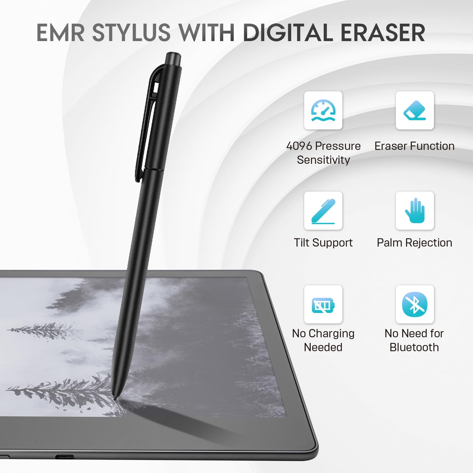 EMR - Lápiz capacitivo para Kindle Scribe Pen con borrador, repuesto para notable 2 bolígrafos con borrador, bolígrafo EMR para Kindle Scribe Stylus, sensibilidad a la presión 4096, rechazo de palma