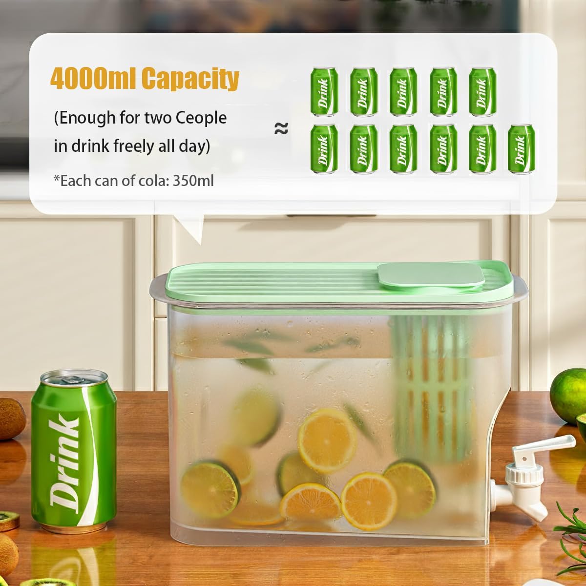 1 Gallon Plastic Drink Dispenser, 2 Juice Dispenser for Fridge, Water Dispenser with Spigot and Filter Screen, Beverage Dispensers, Cold Drink Jug for Christmas Party Supplies - Image 5