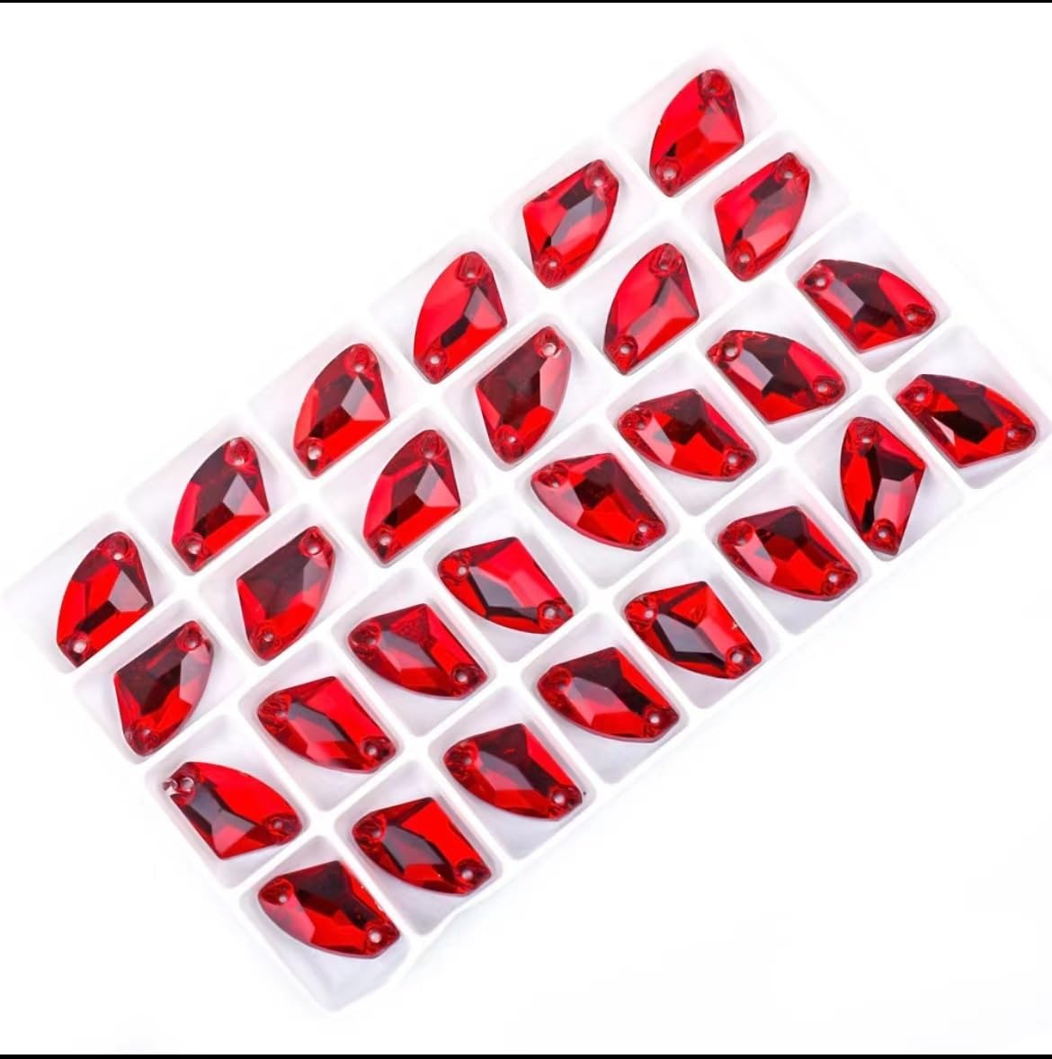 Cyrkonie, Szyte kamienie Płaskie kryształki do szycia Szklane Akcesoria ubrań(Red,9x14mm 48Pcs)