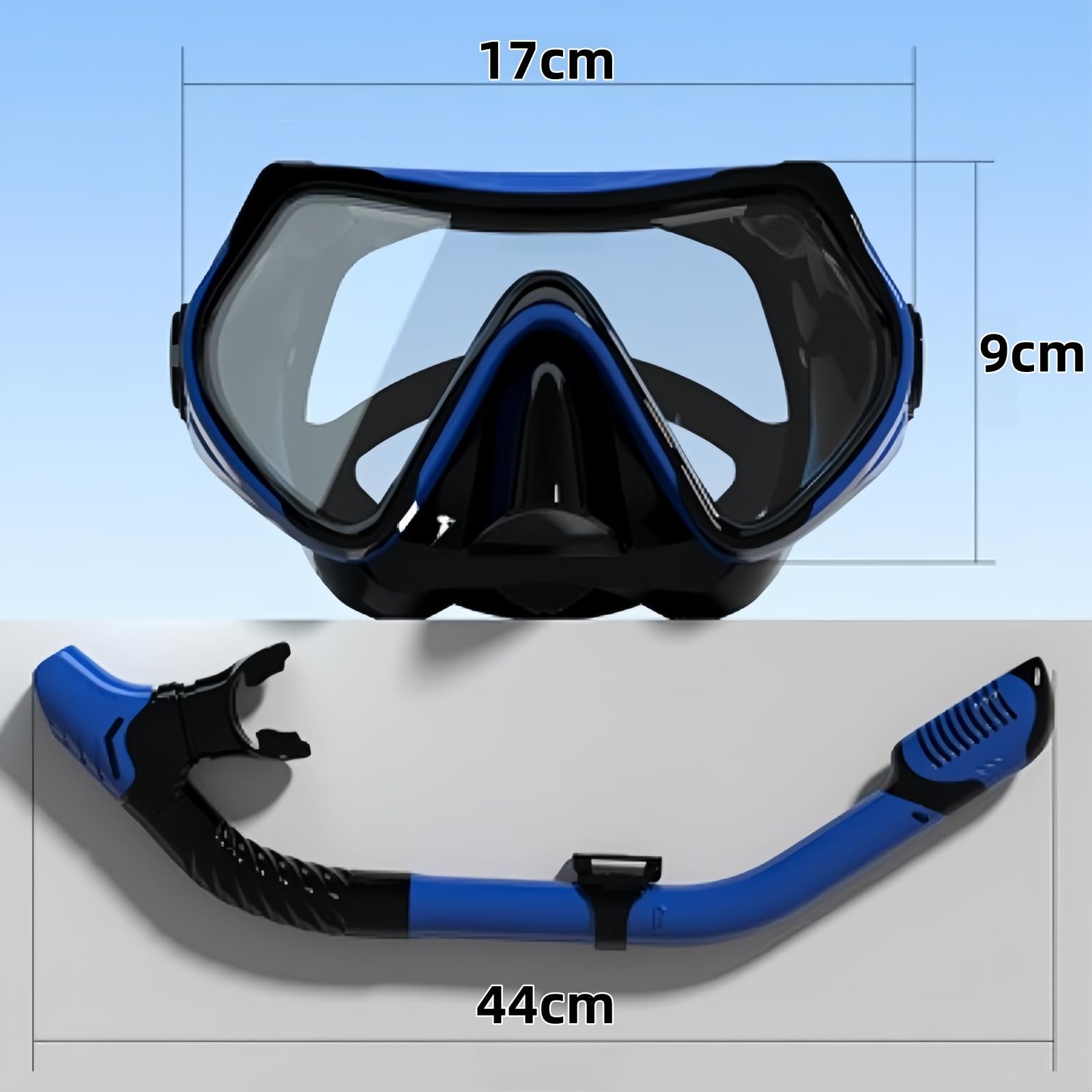 Zestaw do snorkelingu dla dorosłych, sucha fajka z zabezpieczeniem przed zaparowaniem i wyposażeniem do snorkelingu, panoramiczna widoczność i łatwe oddychanie, do nurkowania i nurkowania