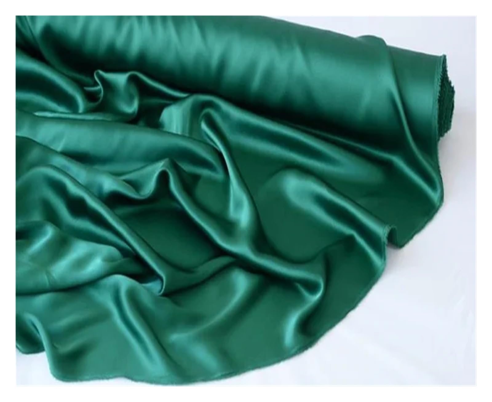 Tela de Raso Satin Tela de seda de 22 mm de ancho y 280 cm de grosor, lisa y teñida, ideal for hacer vestidos, ropa de cama y bufandas.(1-Green,1 meter)