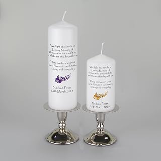 Personalised Wedding Absence Memorial Memory Pillar Candle - Butterflies with choice of colours by Just Candles
