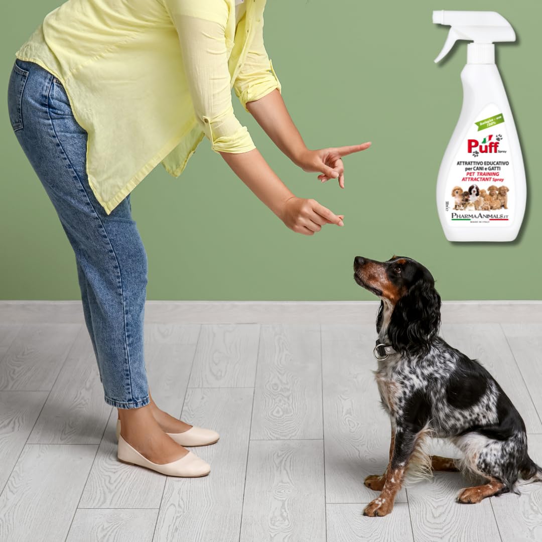Puff Spray Attrattivo Naturale per Addestramento Cani e Gatti 100% Eco-Friendly | Facile Uso per Lettiera e Area Bisogni - 500 ml, Made in Italy