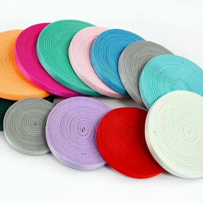 Cinta elástica de 5/10/20 m y 6/8/10/15 mm para tirantes de ropa interior, bandas de goma de poliéster de colores, cinta elástica suave, ribete - Rosa - 15 mm - 20 metros