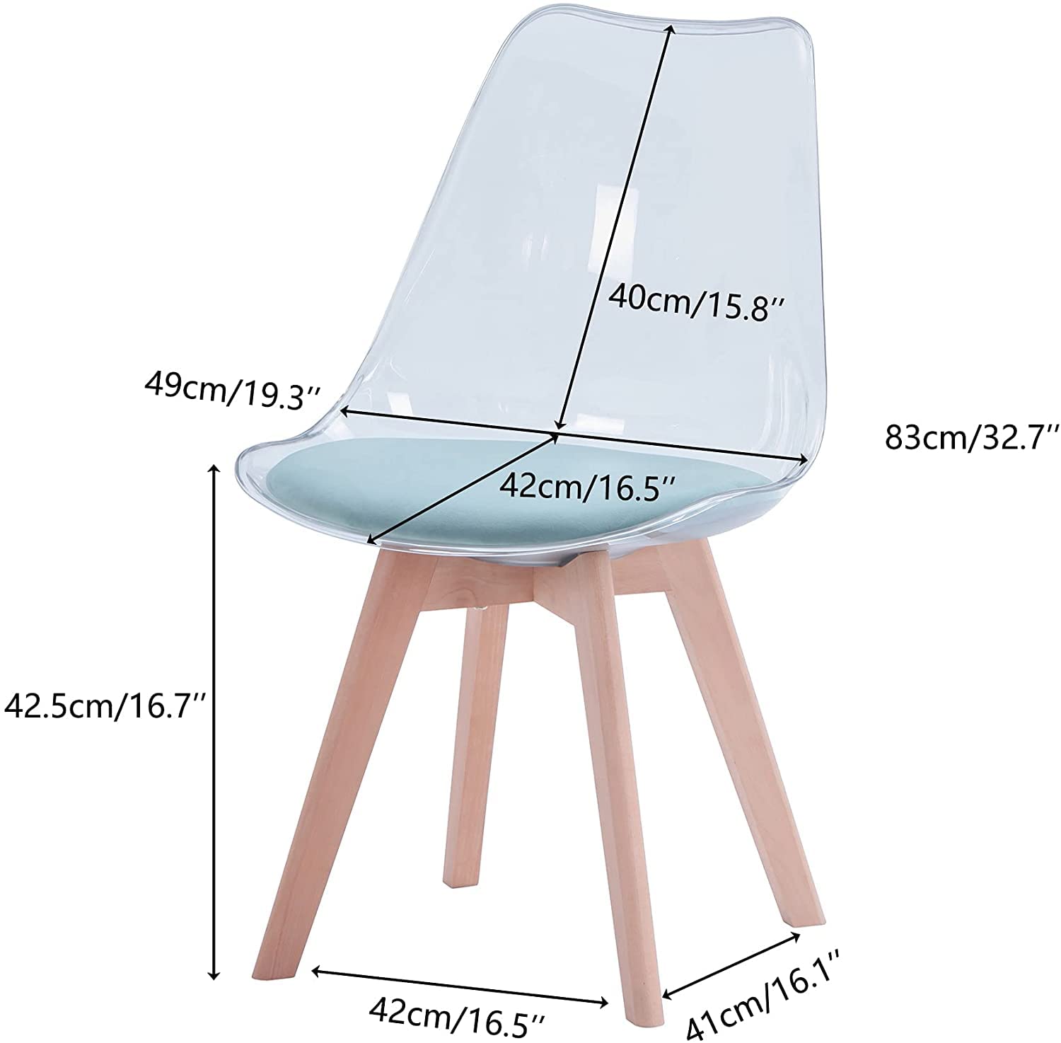 Juego de 4 Sillas de Comedor Transparentes Modernas, Sillas de Comedor Tapizadas Extraíbles, Sillas de Cocina de Diseño Escandinavo (Terciopelo-Verde)