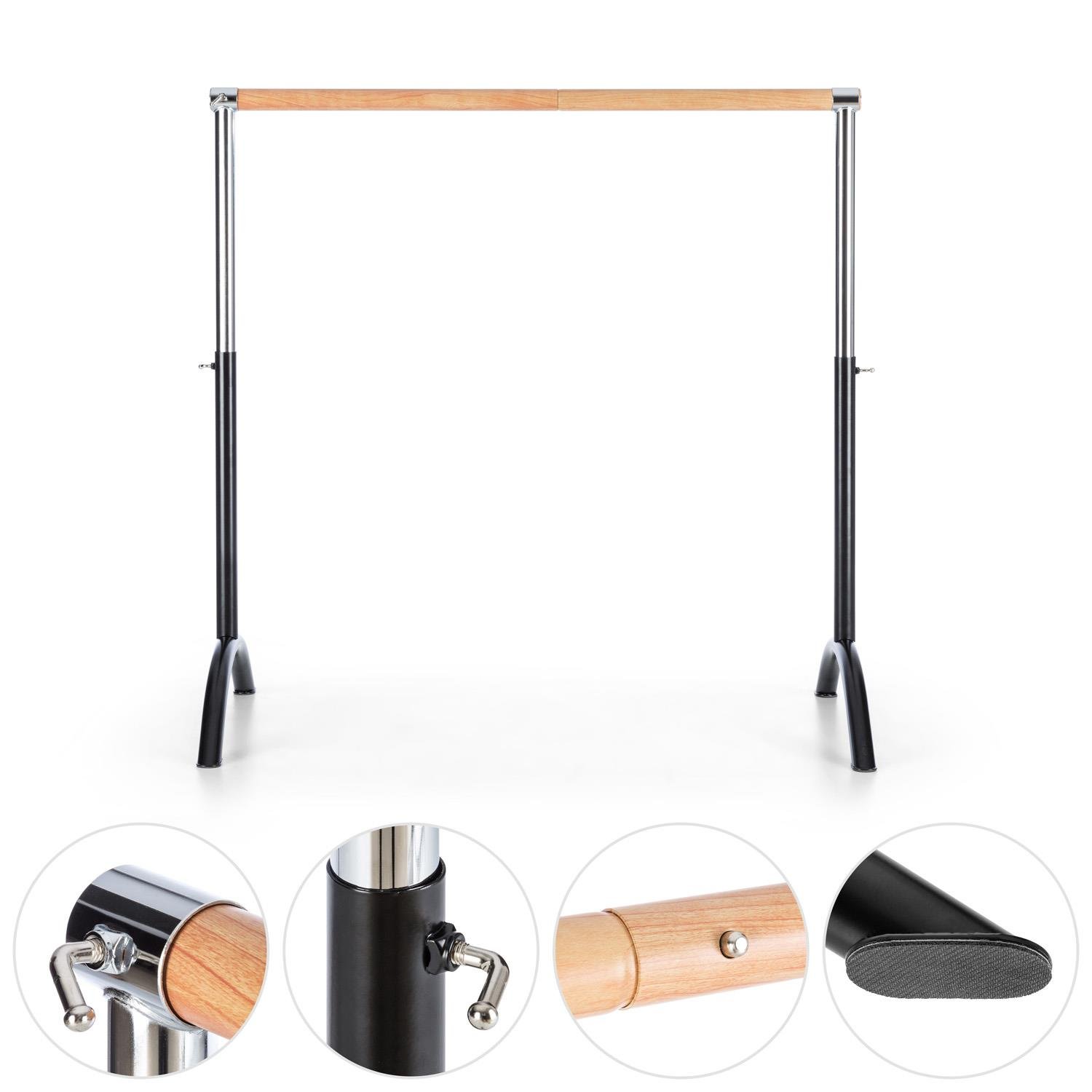 Klarfit Bar Lerina Barra de Ballet Portátil Altura Regulable 70-113 cm Acero con Recubrimiento en Polvo Antideslizante