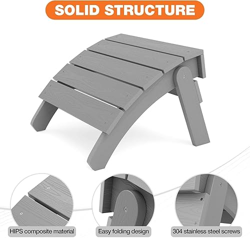 Miniatura 6 de YEFU Adirondack - Otomana para patio, reposapiés Adirondack, reposapiés plegable, resistente a la intemperie para silla Adirondack, ampliamente