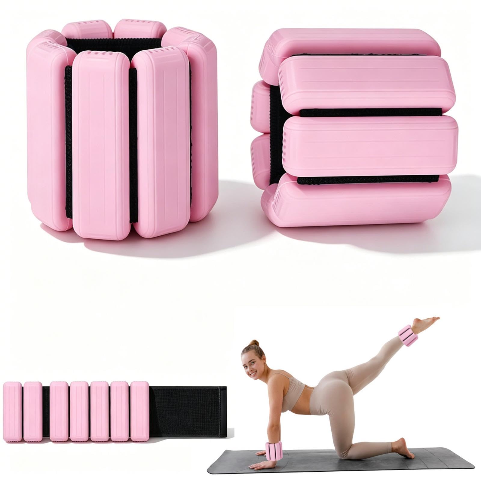 Peso del Polso Regolabile, 2 Pezzi (0,225 kg/0,45 kg), Peso Della Caviglia, Pesi per Caviglie, Pesi da Polso, Pesi Polsi con Velcro, per Camminare, Jogging, Aerobica, Rosa