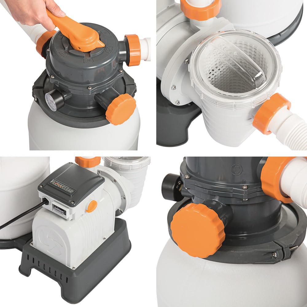 Bestway Pompa di Filtraggio a Sabbia Flowclear 58499, Portata 7.571 L/H per Piscine Fuori Terra