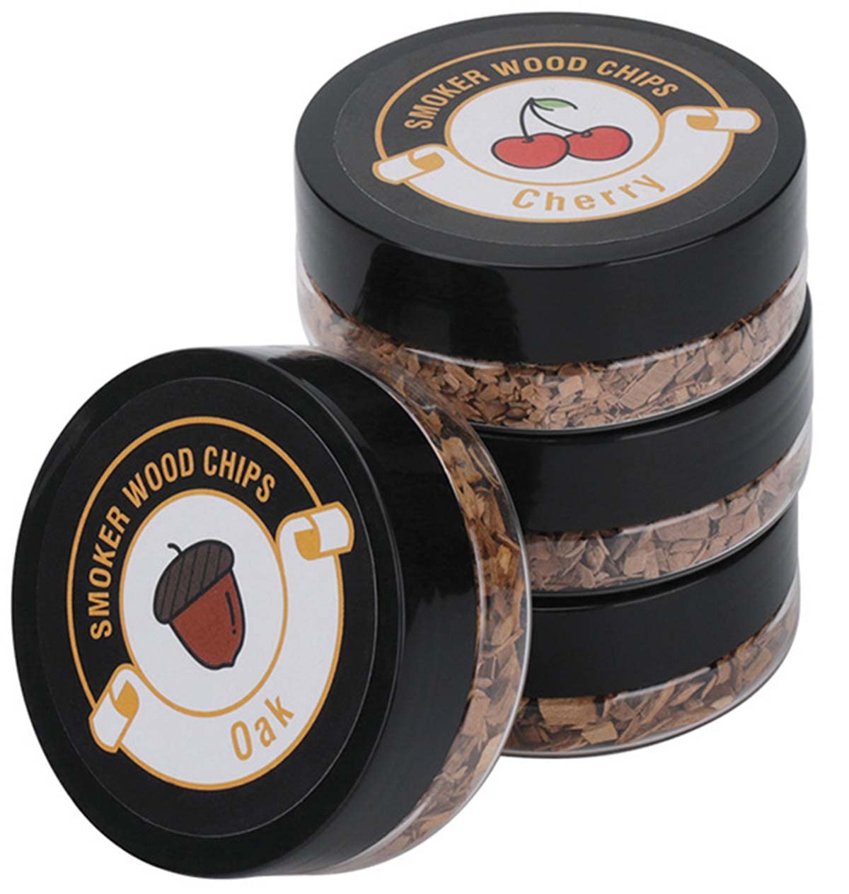 INLETTER Wood Chips 4 Pack for Smoking Gun, Hand-held Smoke Gun Smoker Infuser, Sawdust for Smoked Drinks, Food, Cocktails, Cheese, Desserts (Apple, Cherry, Hickory, Oak)