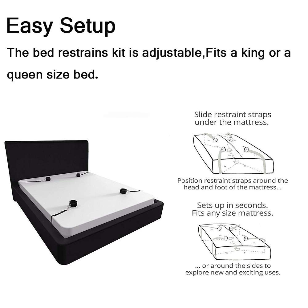 Amazon Com Nvasicy Bed Restraints Kit Under Bed Bondage Eye Mask Blindfolds Soft Wrist And Ankle Handcuffs With Restraint Straps Rope For Couples Sex Black Red Sports Outdoors