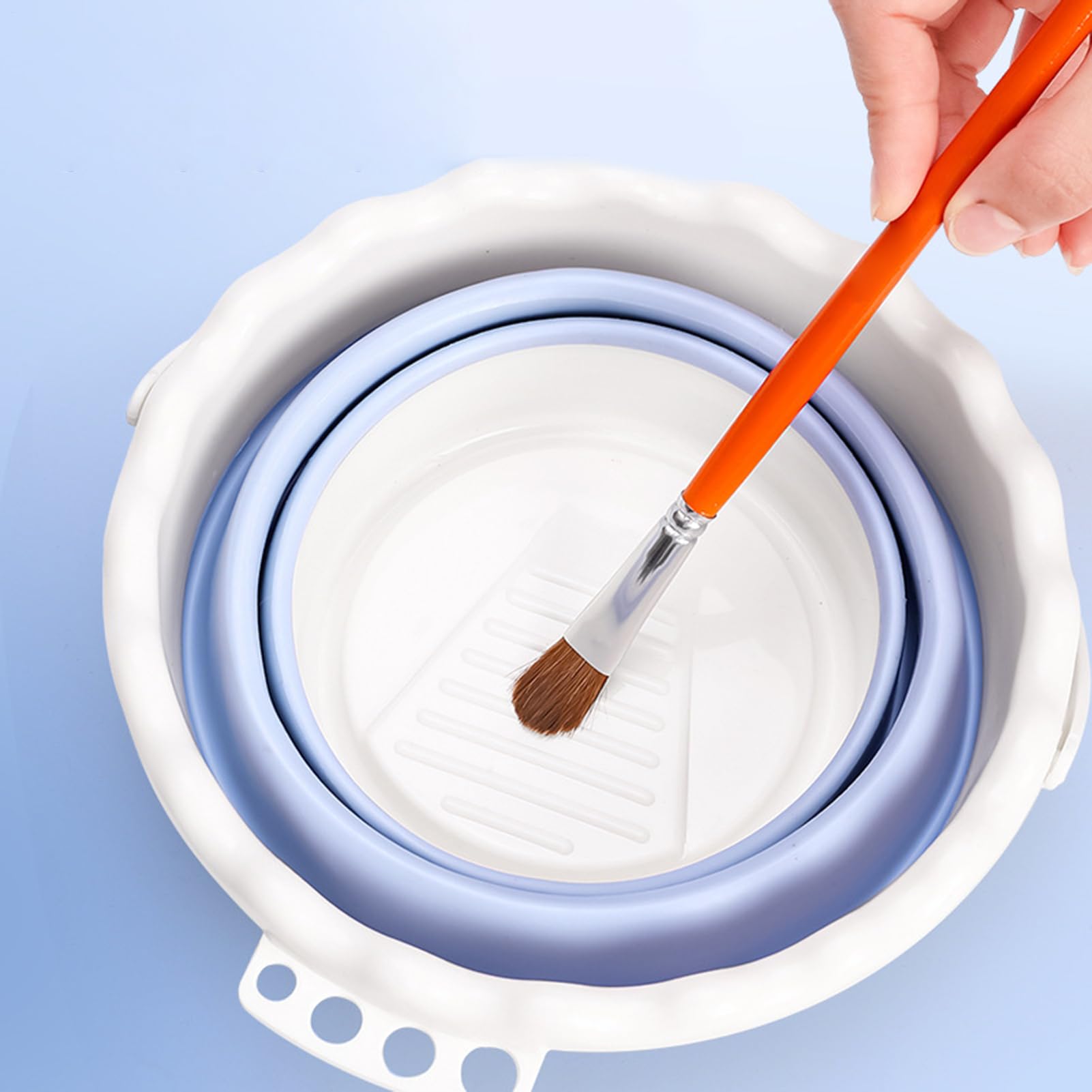 Bicchiere per pulizia pennelli da pittura, supporto portatile per pennelli da risciacquo, design multifunzione 7,87 x 7,87 x 6,3 pollici, accessori per la pittura per una pulizia efficiente in studio