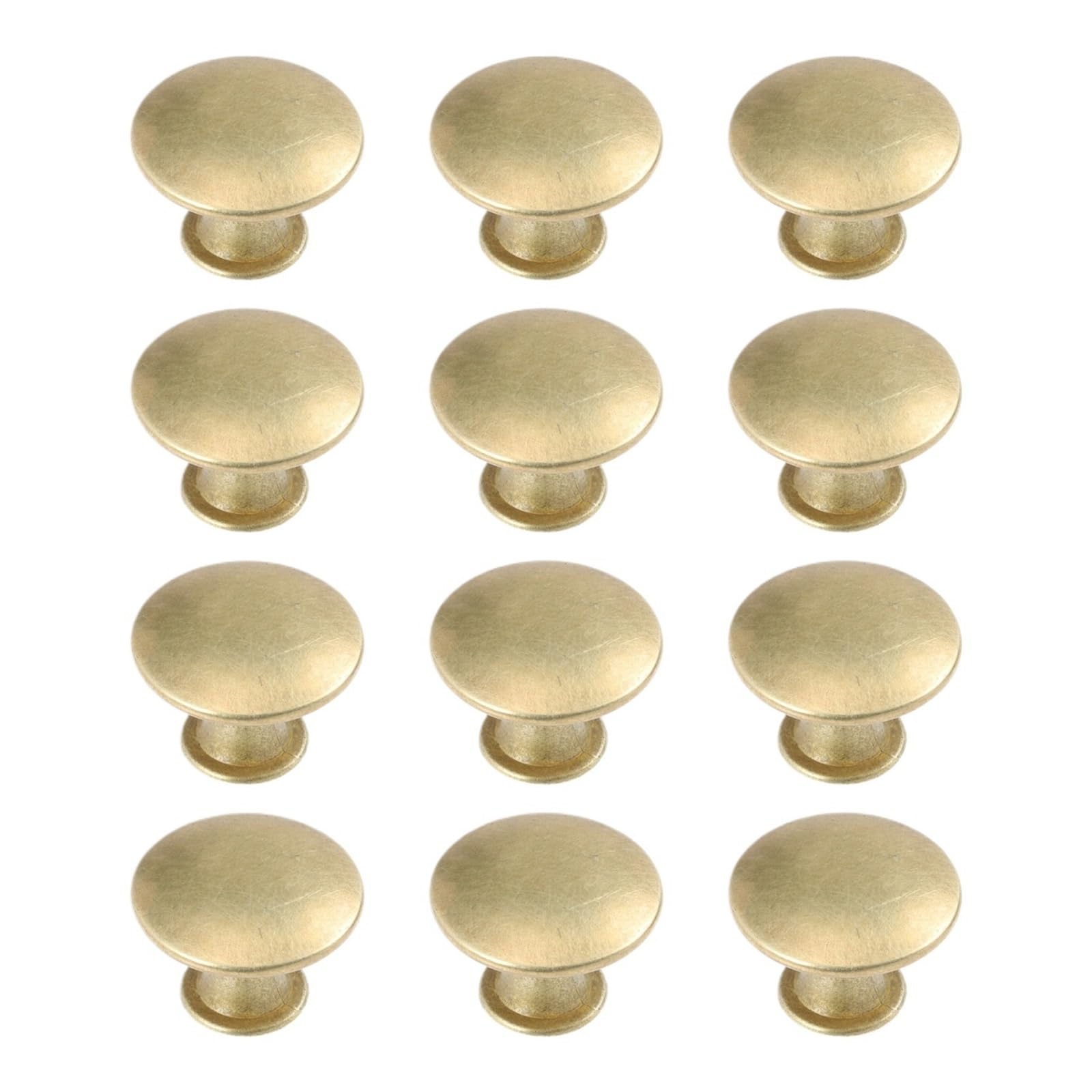 XFHtyCJ 12pcs Gold Copper Round Cabinet Drawer Knobs