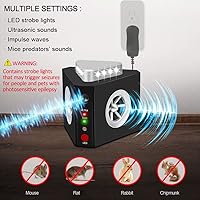 Vista 3 de Ultrasonic Rodent Repellent Plug-in Indoor, Mouse & Rat Deterrent with 12 Strobe Lights and 4 Sound Modes, Electronic Pest Repeller for Home