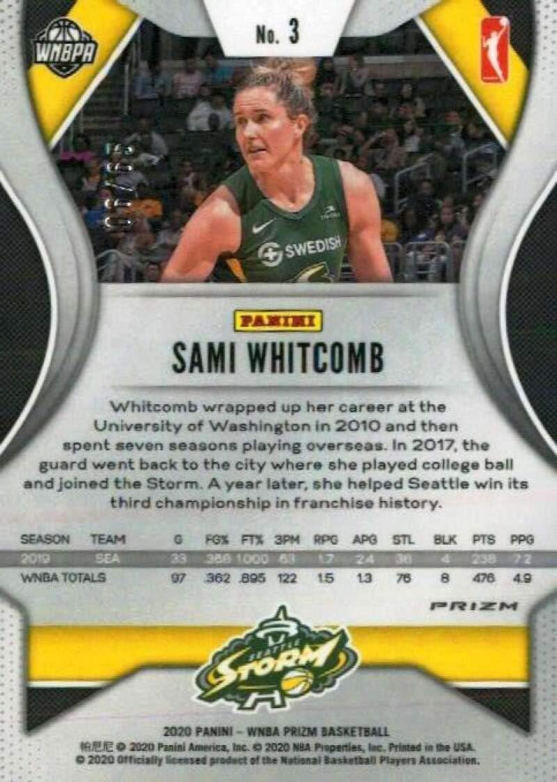 2020 Panini Prizm WNBA Prizms Orange #3 Sami Whitcomb /65 Seattle Storm Basketball Trading Card