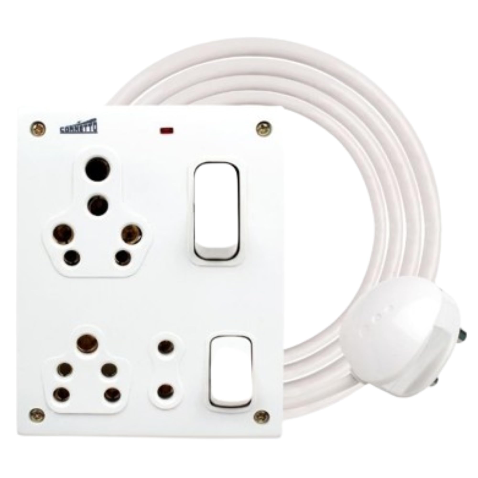 ELEGANT CASA 6+16 Amp Electric Extension Board with Cord 2 Socket with Individual Switches and Indicator Light for Small and Large Appliances with 16 Amp Plug Top 3 Core 2.5 Mm,10 Meter Copper Wire