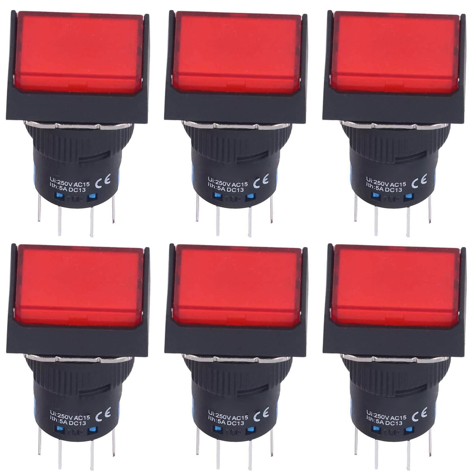Jeanoko Micro Interruttori a Pulsante da 25 Pezzi con Funzione Autobloccante Leggera per Apparecchiature di Automazione Materiale ABS 16 Mm (Rossa)