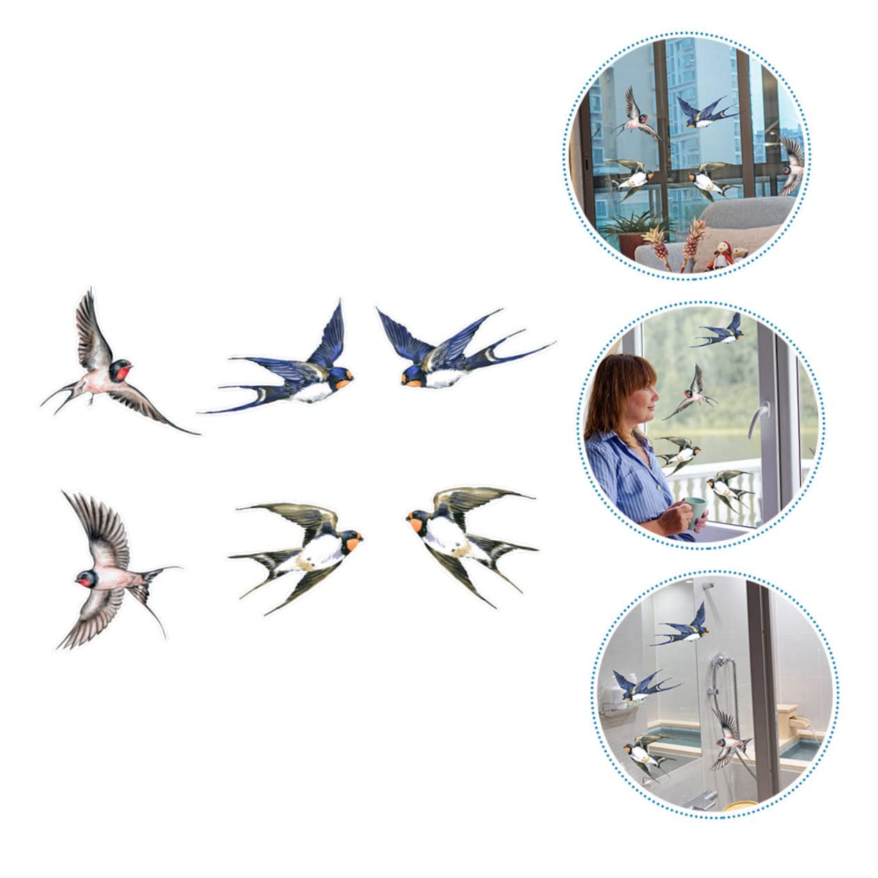Yardwe 1 lot d'autocollants oiseaux anti-collision pour fenêtre, décoration de bureau, autocollants de Noël pour fenêtres en verre, électrostatique, anti-collision, PVC mignon