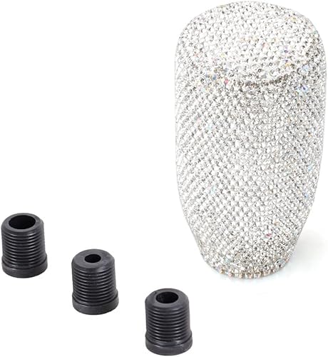 muge racing Pomo de palanca de cambios con diamantes pequeños brillantes y brillantes, accesorios de decoración interior del automóvil con tres