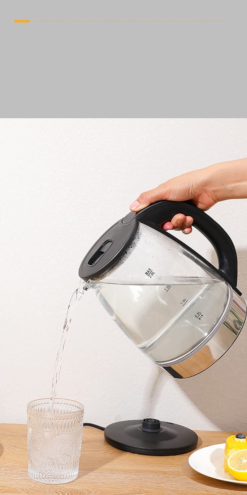 Hervidor Eléctrico De 2 Litros Hervidor Eléctrico Inteligente Para Preparar Té Y Café Control De Temperatura Caliente Función De Hervido En Seco A,A