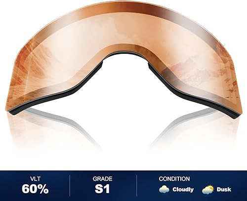 Miniatura 3 de Odoland Gafas de esquí con lente desmontable sin marco, antivaho, con 100% de protección contra rayos ultravioletas gafas de esquí para nieve