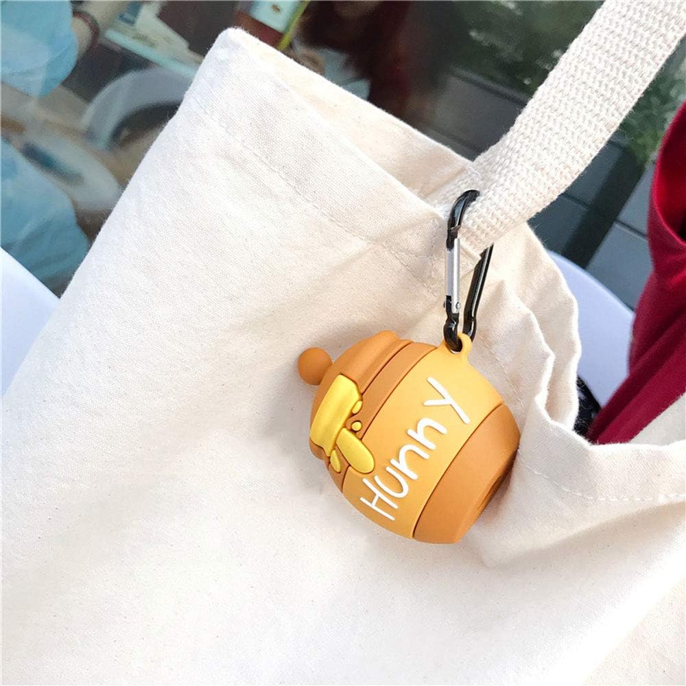 Rertnocnf Compatible with Earbuds Case Airpods 1 & 2, Cute Honey Pot Design Soft Silicone Creative Hunny Shockproof Wireless Earphone Protector Yellow