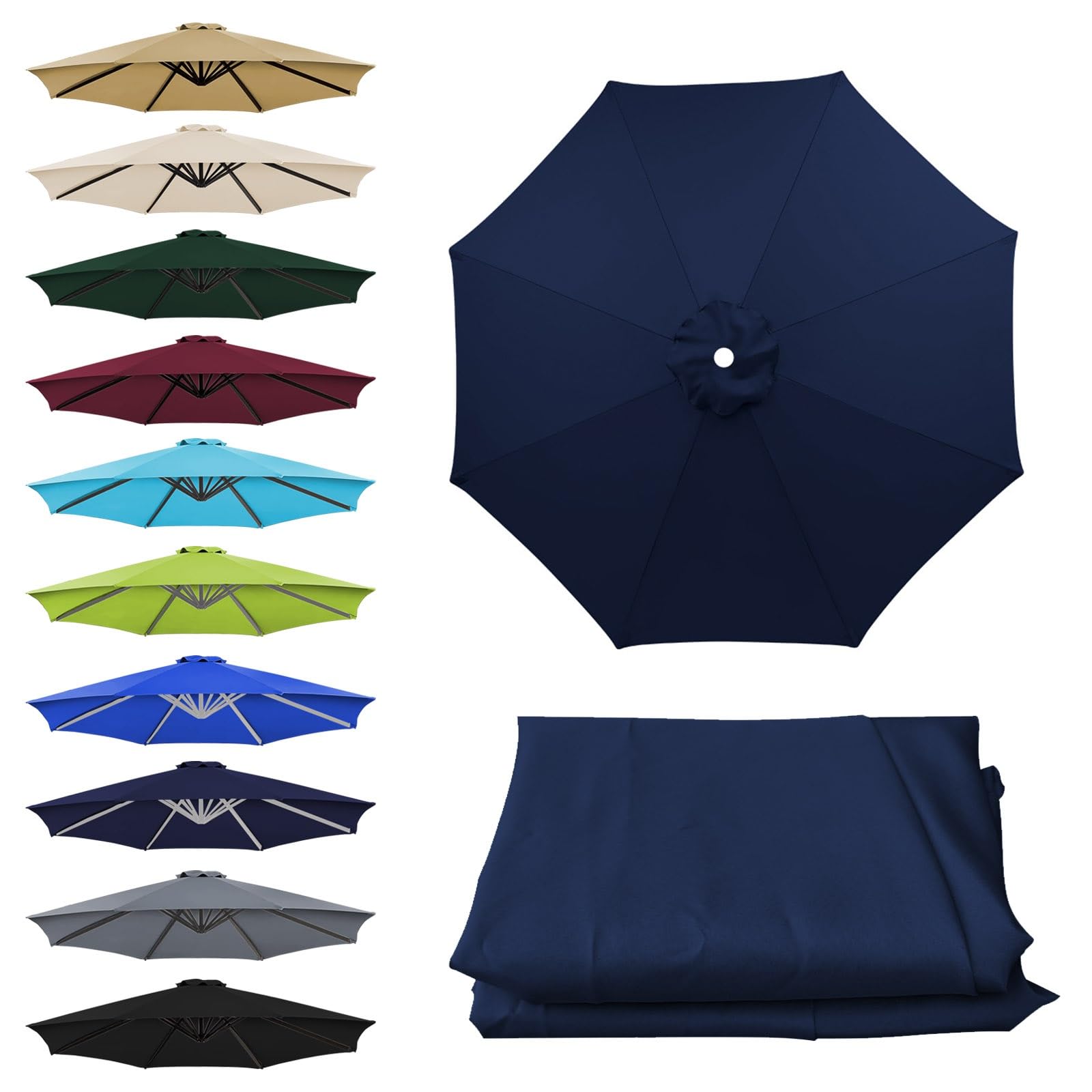 Toldo De Repuesto De Exterior Impermeable Azul Marino 2.15M para 8 Costillas