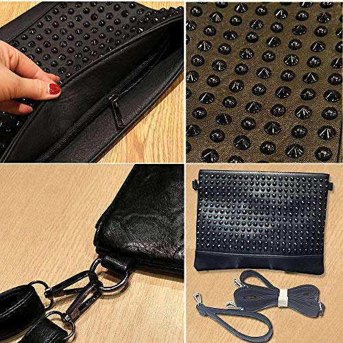 Segater® Women & Men Rivet Clutch Ladies Punk Style Purses Soft Leather Studded Cell Phone Shoulder Bag Crossbody Bag #TOP6