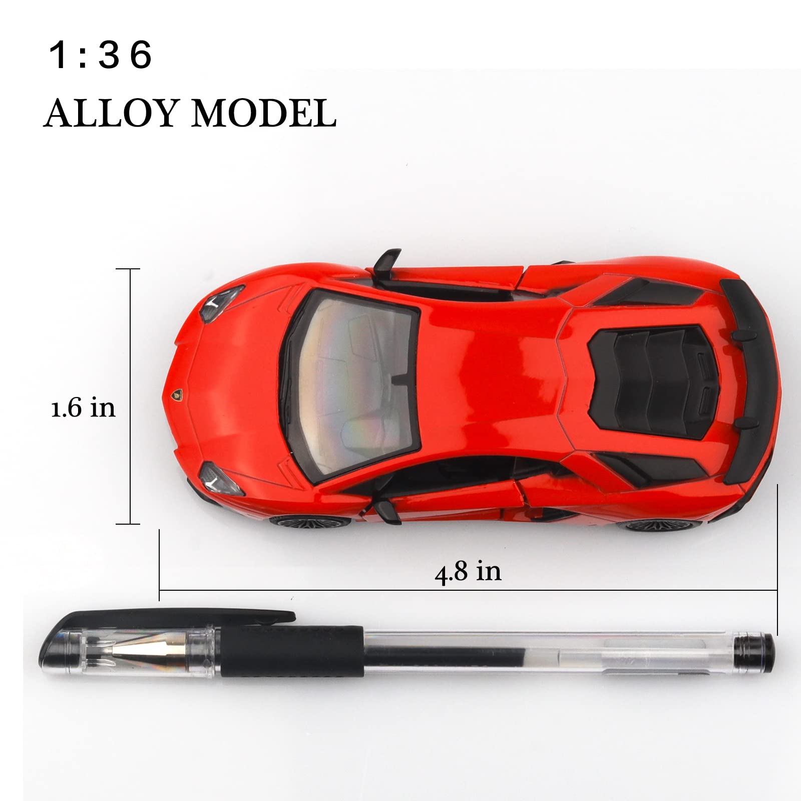 TOKAXI 1/36 Scale Lamborghini Aventador LP750-4 SV Diecast Model Cars, Pull Back Vehicles Toy Cars, Cars Gifts for Boys and Girls (Red) - Image 4
