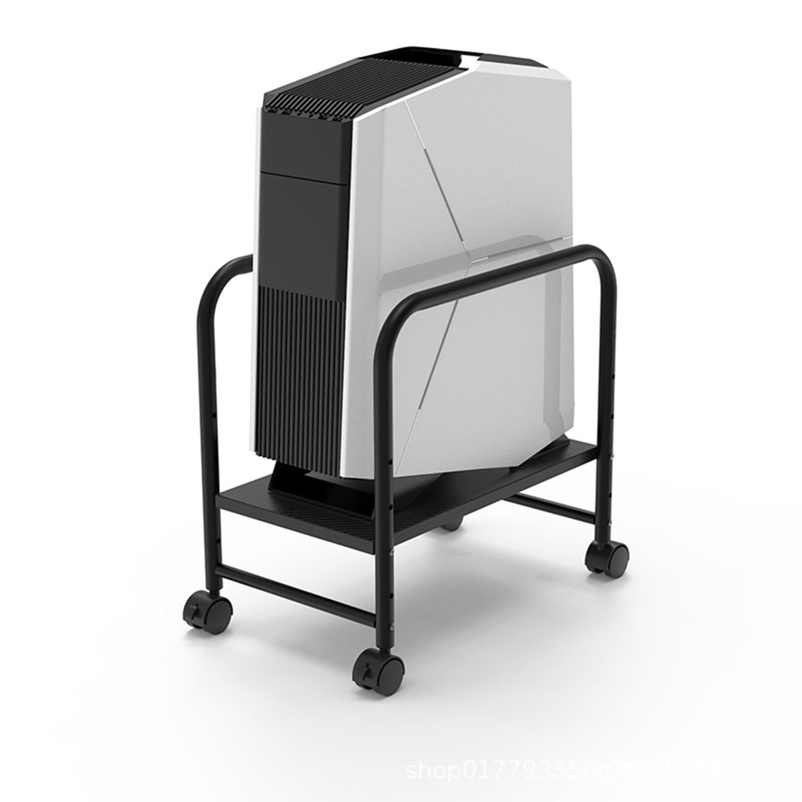 Soporte para CPU con Ruedas Bloqueables Estante Móvil para Torre de Computadora Rack Inferior Ajustable de Acero Y Protección Anticaída, Negro