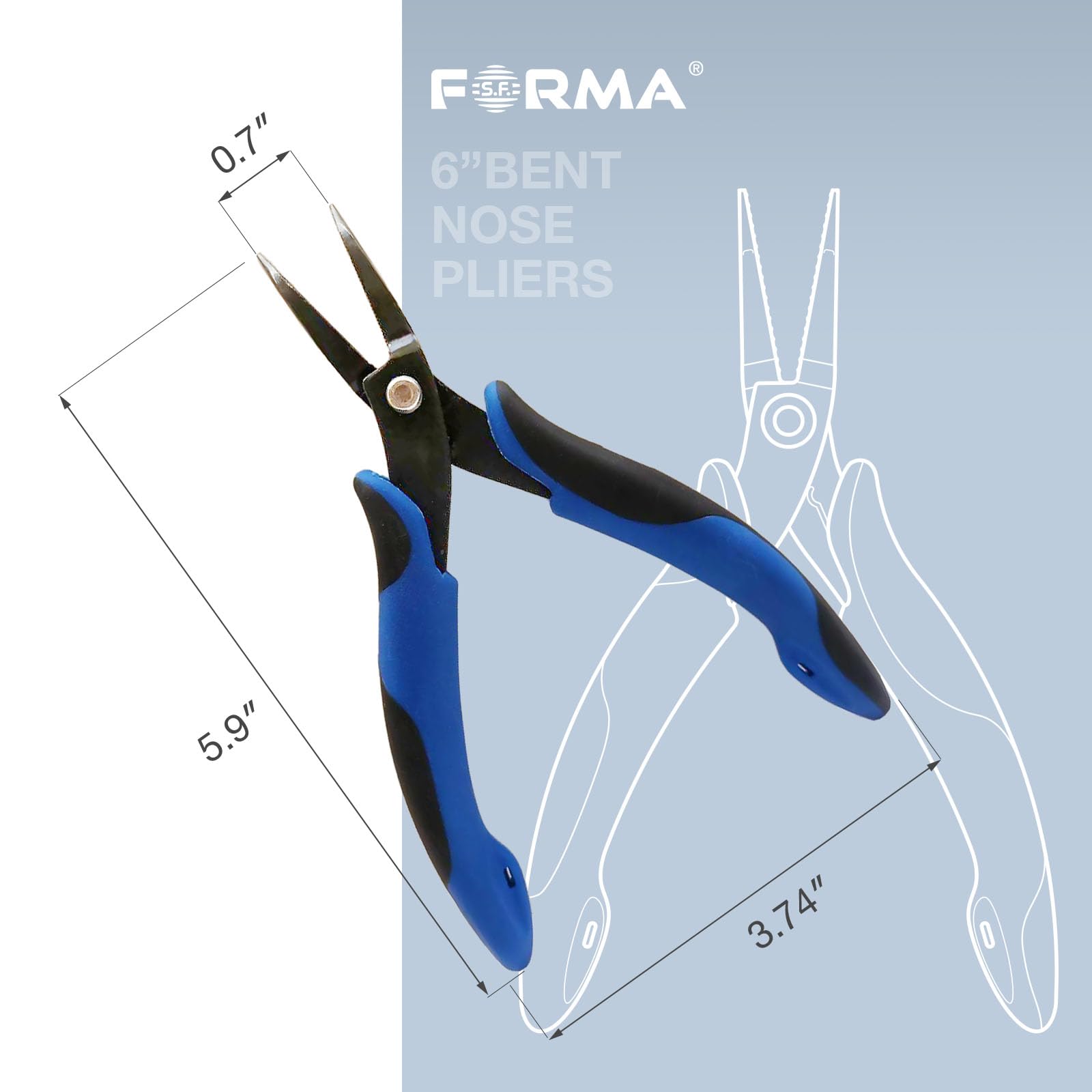 Herramientas de encordado de raqueta de 15 cm con punta doblada, de acero al carbono, 15,24 cm, alicates de nariz doblada ESD