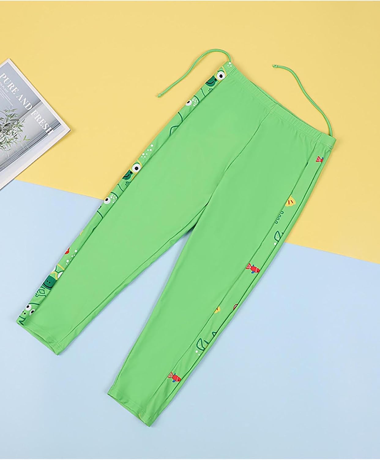 Boys 2Pcs Swimsuit UPF 50+ Rash Guard Long Sleeve Swim Top with Swim Pants Set Swimwear