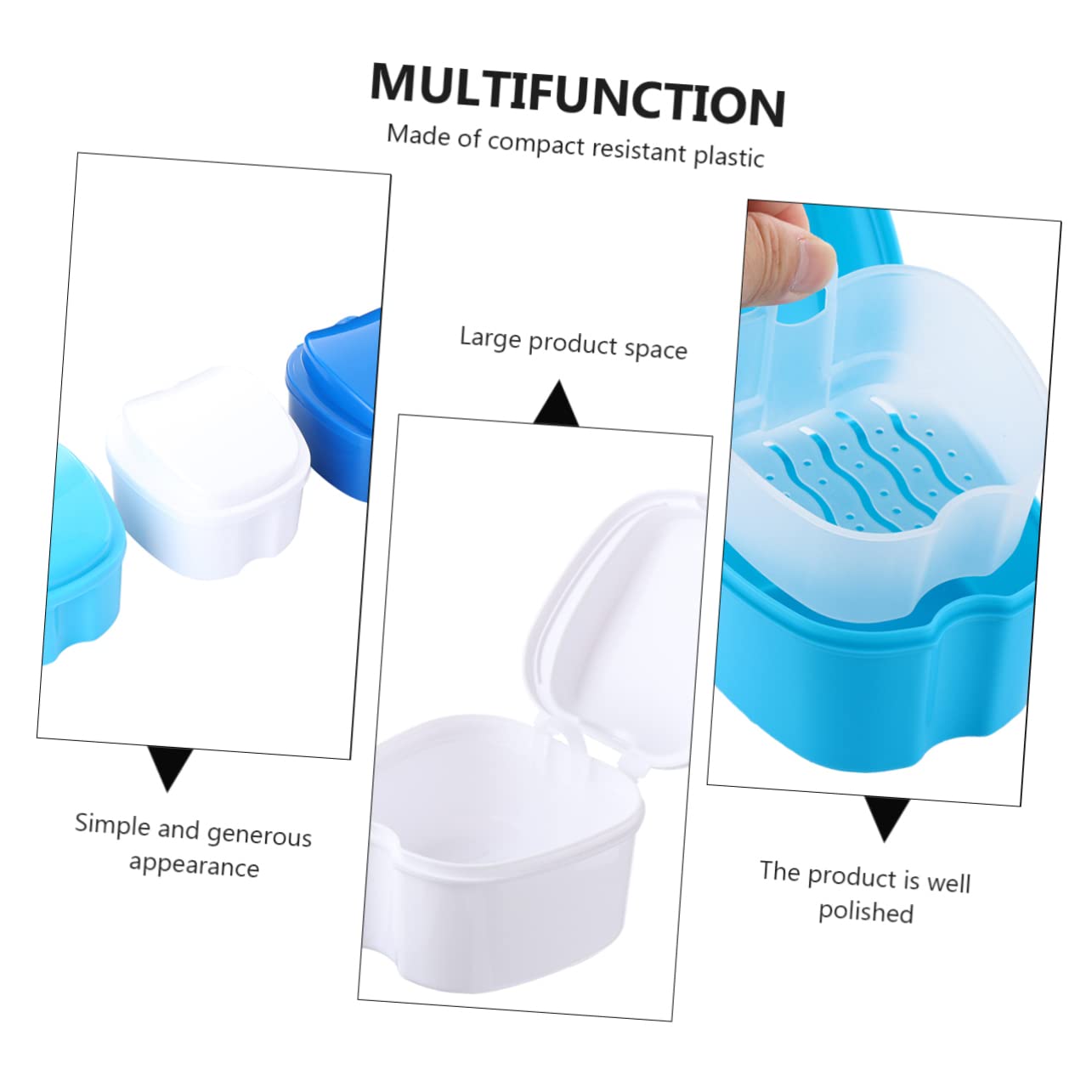 3pcs Denture Storage Container Denture Bath Box Safe Non-toxic Box Holder