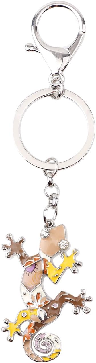 BONSNY Enamel Metal Gecko Lizard Key Chains For Women Car Purse bag Rings Charms Gift image 4